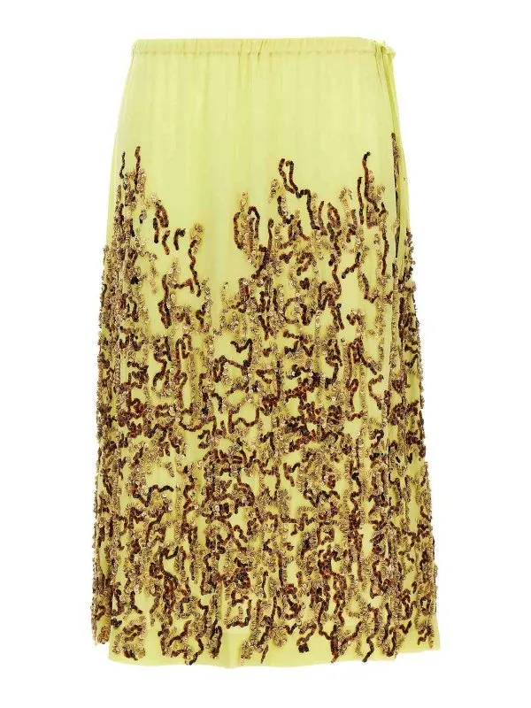 Dries Van Noten Jupe Midi - Jaune - Jaune | 25101083714862E15