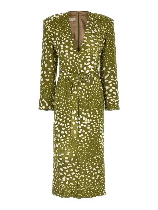 Dries Van Noten Robe Au Genou - Vert - Vert | 25101100310136E15