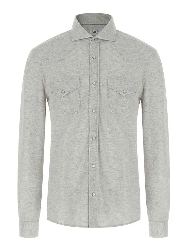 Brunello Cucinelli Chemise - Gris - Gris - Homme | ME8546666C3657