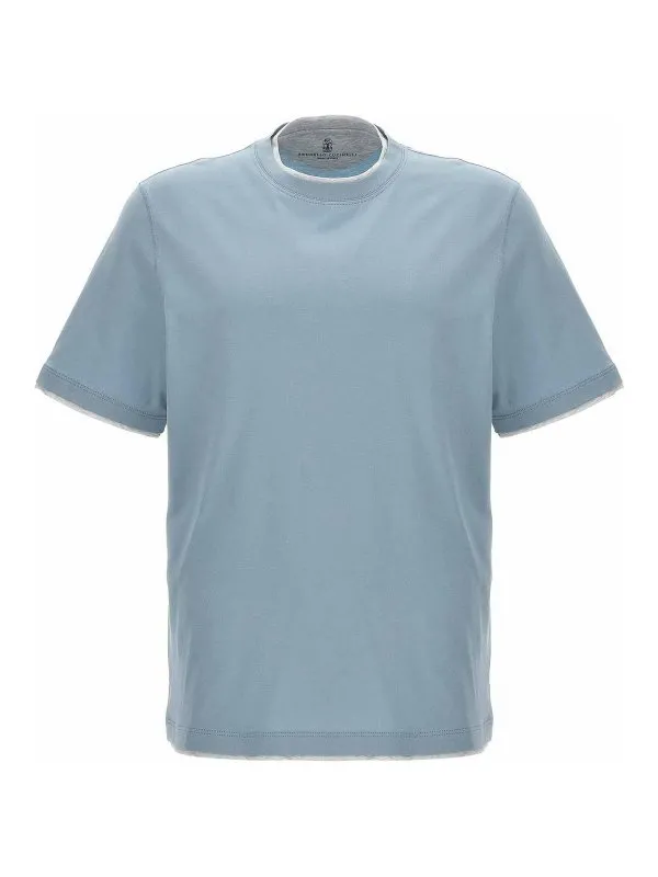 Brunello Cucinelli T-Shirt - Bleu Clair - Homme | M0B137427CJD84