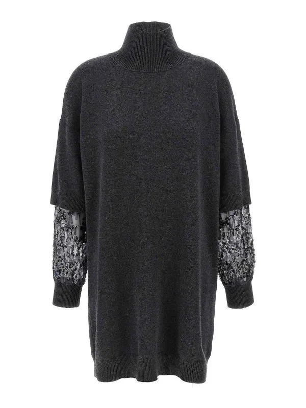 Brunello Cucinelli Robe Au Genou - Gris - Gris | M12730A94C2803