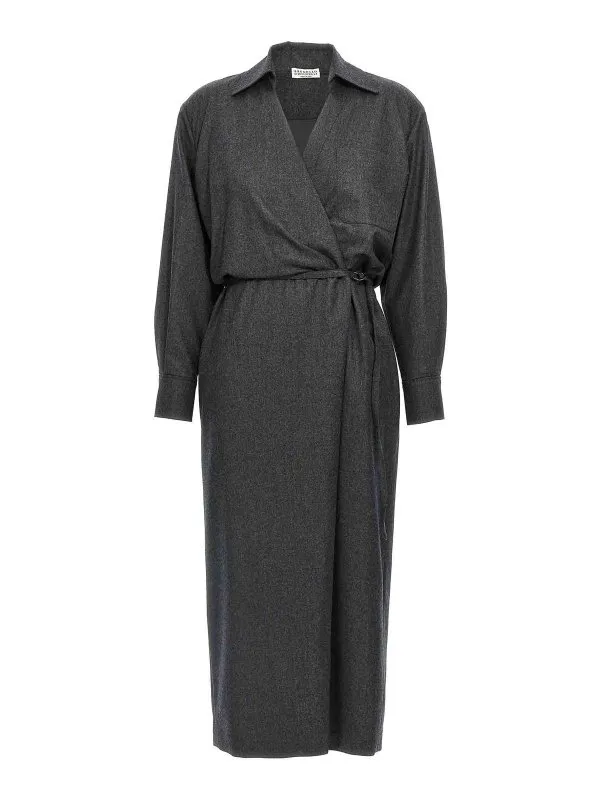 Brunello Cucinelli Robe Au Genou - Gris - Gris | ME226A5395C004