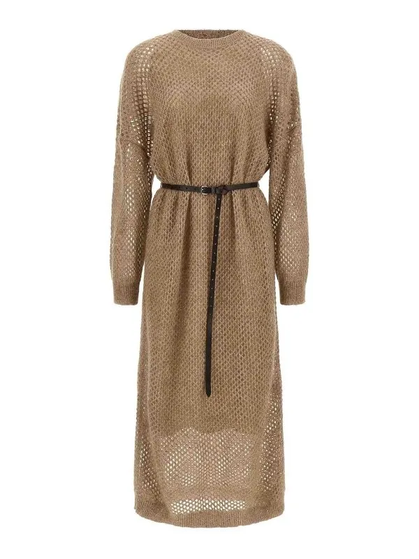 Brunello Cucinelli Robe Au Genou - Beige - Beige | MPS732A90C3592