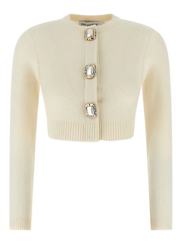 Self Portrait Cardigan - Blanc - Blanc - Femme | AW25018CC