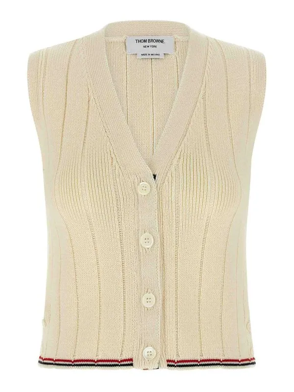 Thom Browne Gilet - Blanc - Blanc - Femme | FKV217AY1024100