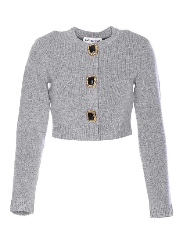 Self Portrait Cardigan - Gris - Gris - Femme | 018CAGREY