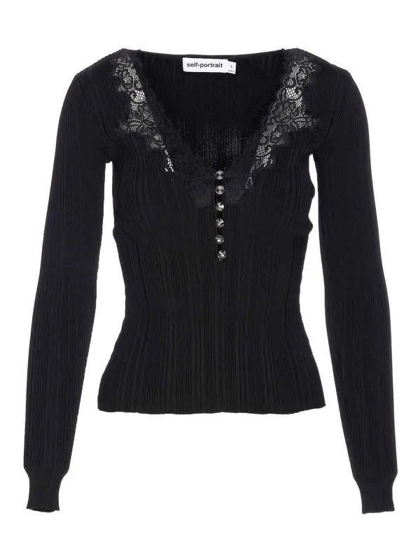 Self Portrait Top - Noir - Noir - Femme | 042TBLACK | thebs.com