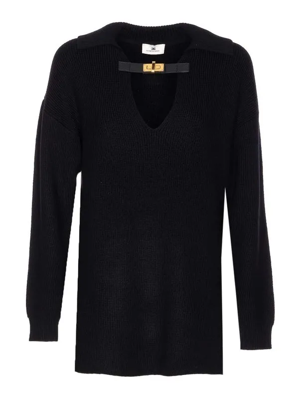 Elisabetta Franchi Pull Col Rond - Noir - Noir | MK06S56E2110