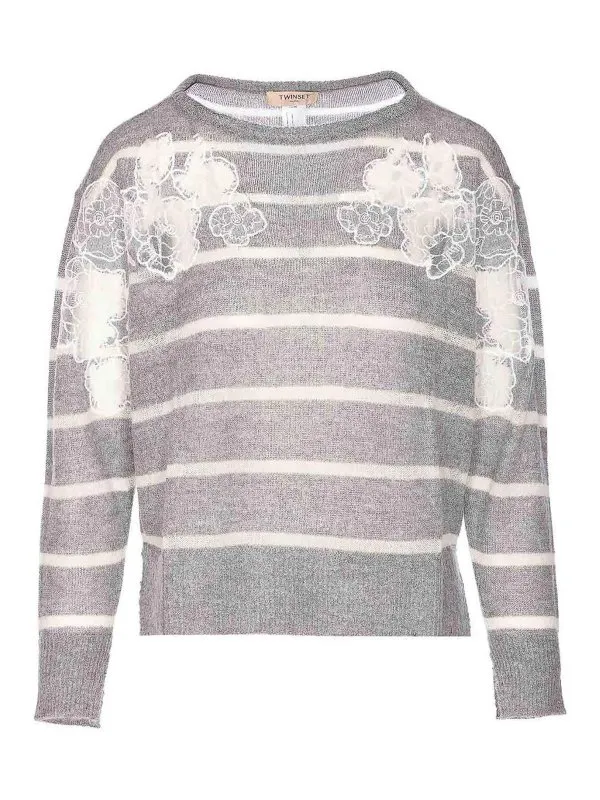 Twinset Pull Col Rond - Gris - Gris - Femme | 252TP325212756