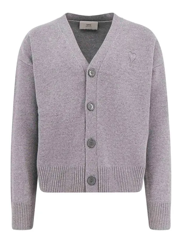 Ami Paris Cardigan - Gris Clair - Gris Clair | HKC371KN0071050