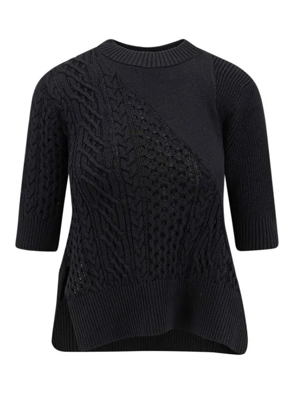 Sacai Pull Col Bateau - Noir - Noir - Femme | 2508018001