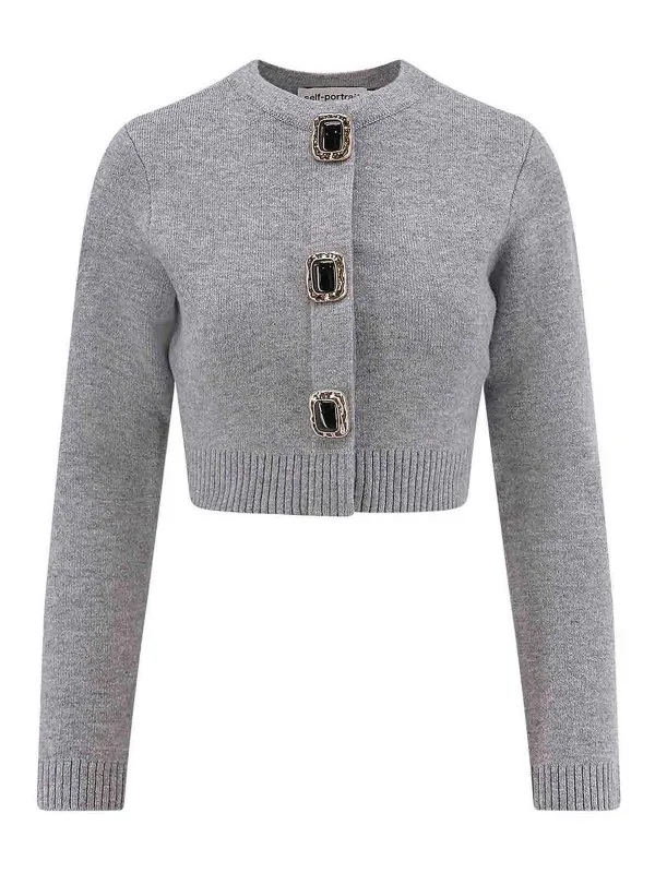 Self Portrait Cardigan - Gris - Gris - Femme | AW25018CAGRGREY
