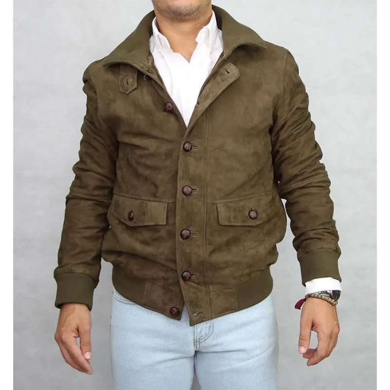 Cazadora Sevilla Piel Vuelta Musgo