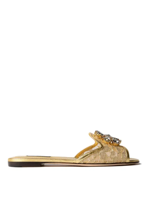 Dolce & Gabbana Slipper - Bianca - Or - Femme | CQ0023AE63780997