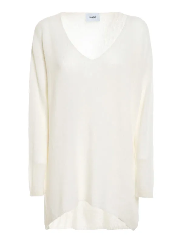 Dondup Pull À Col V - Crème - Crème - Femme | DT041M00747D002042