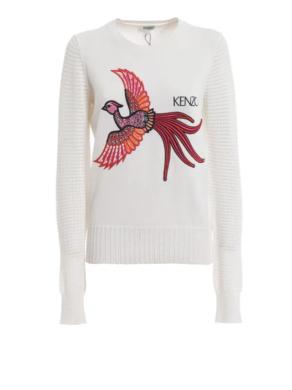 Kenzo Pull Col Rond - Phoenix - Blanc - Femme | F952TO56885001