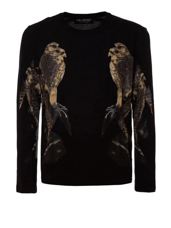Neil Barrett Hawk print long sleeved T-shirt | PBJT155SB519S01