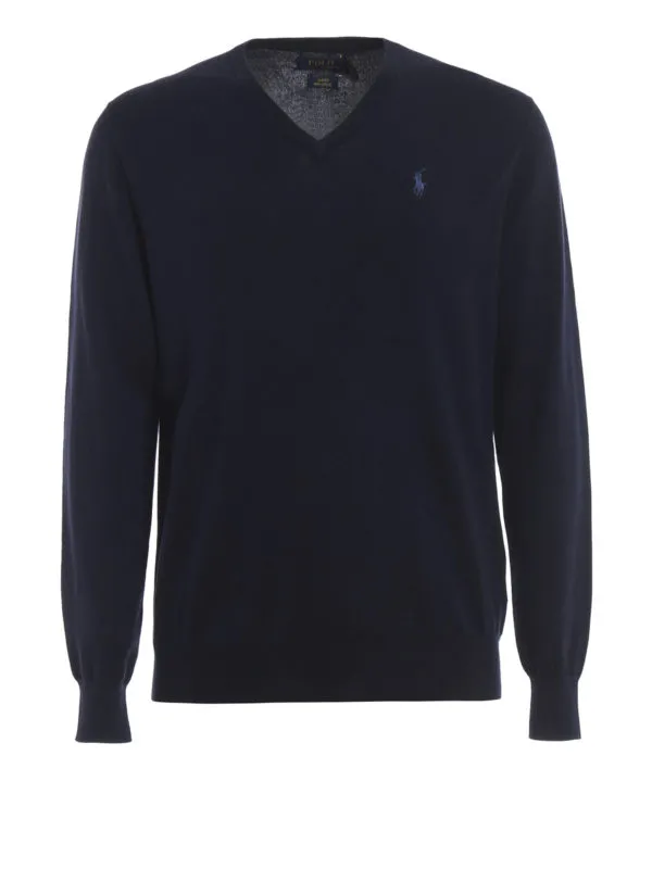 Polo Ralph Lauren Pull À Col V - Bleu Foncé | 710670789004