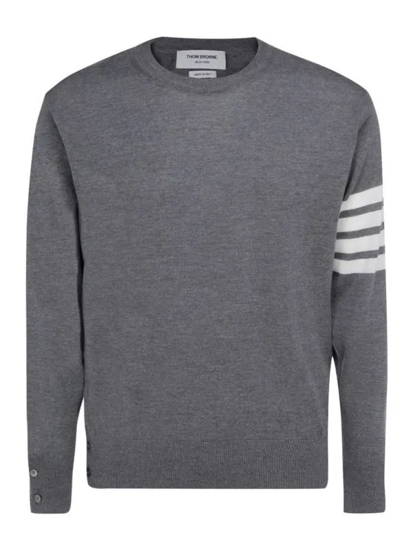 Thom Browne Pull Col Rond - 4-Bar - Gris - Homme | MKA002A00014038