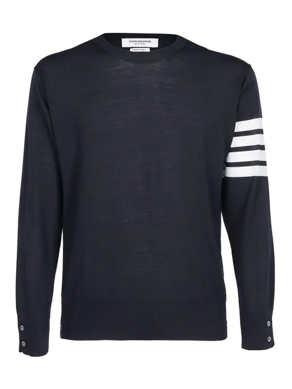 Thom Browne Pull Col Rond - 4-Bar - Bleu Foncé | MKA002A00014415